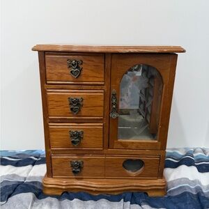 Wooden Jewelry Organizer with Heart Accents